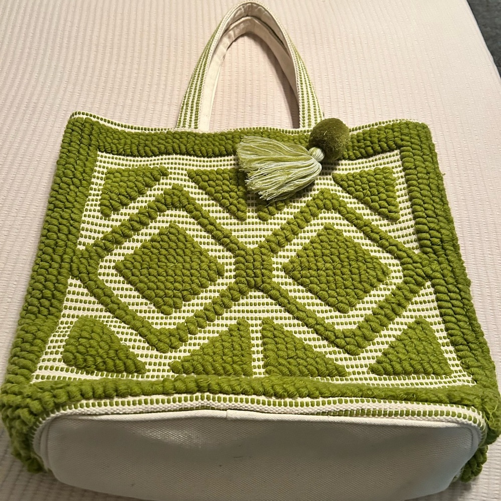 Green and Cream Tote Bag
